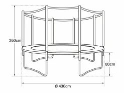Cama elástica de 430cm reversible /azul, Pack trampolín MELBOURNE + red de seguridad + escalera + lona + kit de anclaje. - Cama Elástica