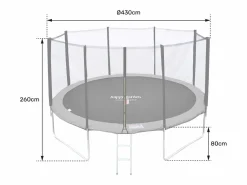 Cama elástica de 430cm reversible /azul, Pack trampolín MELBOURNE + red de seguridad + escalera + lona + kit de anclaje. - Cama Elástica