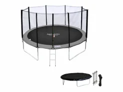 Online Cama elástica de 370cm reversible /gris, Pack trampolín PERTH + red de seguridad + escalera + lona + kit de anclaje. Cama Elástica