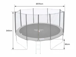 Online Cama elástica de 370cm reversible /gris, Pack trampolín PERTH + red de seguridad + escalera + lona + kit de anclaje. Cama Elástica