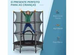 Homcom Cama elástica Jump entrada con cremallera y red de seguridad Ø140x190 cm