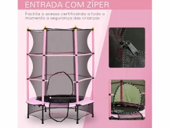 Hot Cama elástica Jump entrada con cremallera y red de seguridad Ø140x190 cm Cama Elástica
