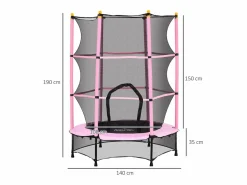 Hot Cama elástica Jump entrada con cremallera y red de seguridad Ø140x190 cm Cama Elástica