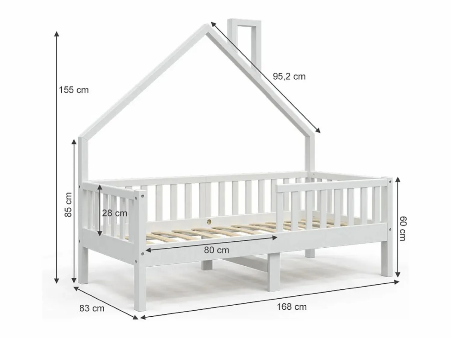 Discount Cama en forma de casa 168x83x155 noemi Cama Montessori