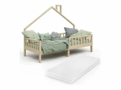 Discount Cama en forma de casa madera natural 208x93x155 noemi Cama Montessori