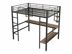 Clearance Cama entrepiso de hierro - 90x200cm - con escritorio y 5 estantes - Cama Alta