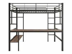 Clearance Cama entrepiso de hierro - 90x200cm - con escritorio y 5 estantes - Cama Alta