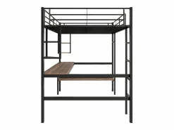 Clearance Cama entrepiso de hierro - 90x200cm - con escritorio y 5 estantes - Cama Alta