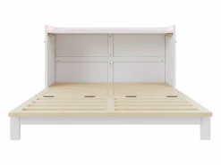 ModernLuxe Cama escamoteable 140x200 cm - con puerto USB + toma eléctrica - con iluminación LED - Cama convertible - ​ (colchón no incluido)