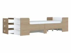 New Cama evolutiva 90 x 140/170/190 cm con almacenamiento natural y blanco - GAROLIO Cama Con Almacenaje