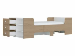 New Cama evolutiva 90 x 140/170/190 cm con almacenamiento natural y blanco - GAROLIO Cama Con Almacenaje