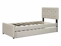 Best ModernLuxe Cama individual de terciopelo con cama nido 90x200cm - Beige