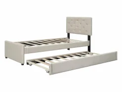 Best ModernLuxe Cama individual de terciopelo con cama nido 90x200cm - Beige