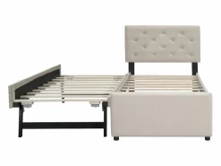 Best ModernLuxe Cama individual de terciopelo con cama nido 90x200cm - Beige