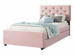 ModernLuxe Cama individual de terciopelo con cama nido 90x200cm -