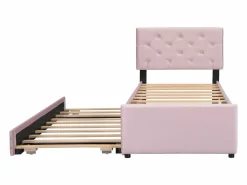 ModernLuxe Cama individual de terciopelo con cama nido 90x200cm -