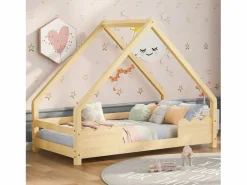 Discount Merax Cama infantil - 90 x 200 cm - con protección anticaídas - madera maciza - natural Color natural claro