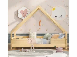 Discount Merax Cama infantil - 90 x 200 cm - con protección anticaídas - madera maciza - natural Color natural claro