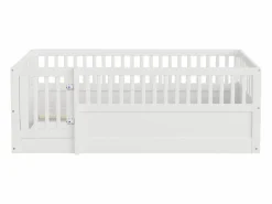 ModernLuxe Cama infantil 90 x 200 cm - marco de cama de madera - con barreras de seguridad - con puerta - ​ (somier de láminas no incluido)
