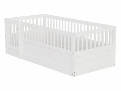 ModernLuxe Cama infantil 90 x 200 cm - marco de cama de madera - con barreras de seguridad - con puerta - ​ (somier de láminas no incluido)