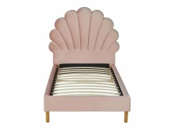 Clearance Vente-unique Cama infantil 90 x 190 cm cabecero terciopelo con forma de concha rosa con colchón MOANA Rosa palo