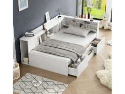 Hot Cama infantil 90 x 200 cm con 4 cajones + librería y mueble de almacenaje - MDF - Cama Diván