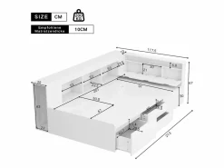 Hot Cama infantil 90 x 200 cm con 4 cajones + librería y mueble de almacenaje - MDF - Cama Diván