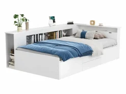Hot Cama infantil 90 x 200 cm con 4 cajones + librería y mueble de almacenaje - MDF - Cama Diván