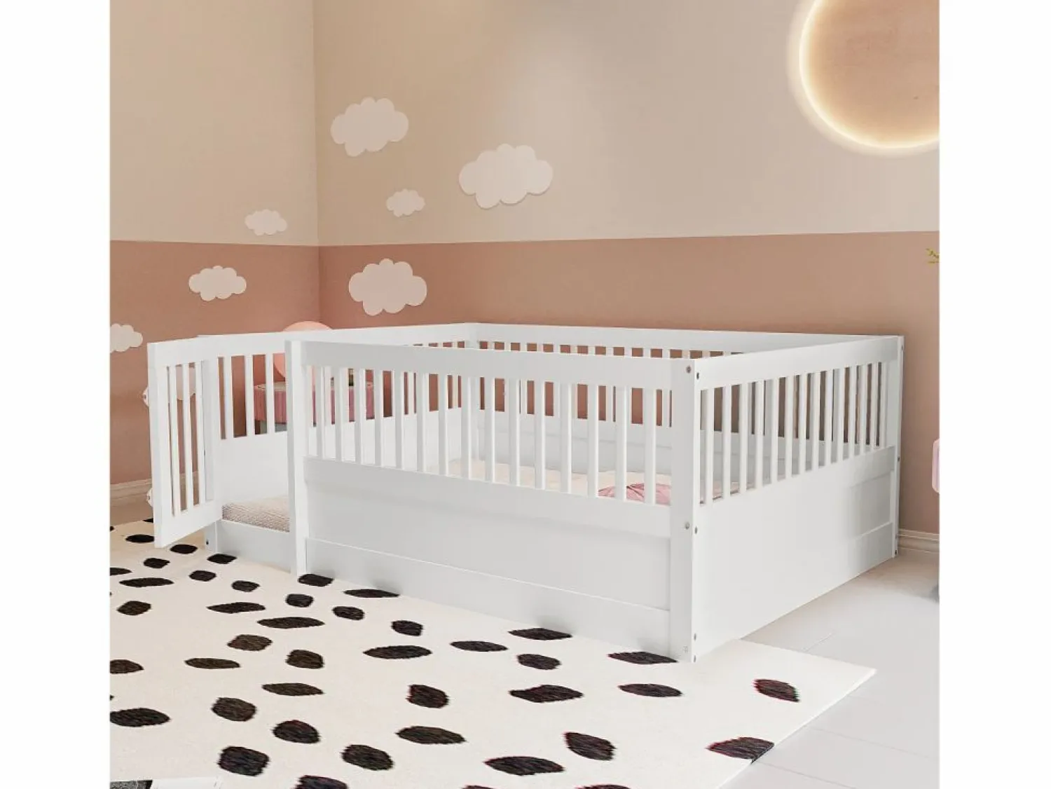 Hauss Spole Cama infantil blanca tipo cabina de 140x200cm con estructura de cama y puerta pequeña (sin colchón ni estructura de cama)