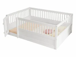 Hauss Spole Cama infantil blanca tipo cabina de 140x200cm con estructura de cama y puerta pequeña (sin colchón ni estructura de cama)
