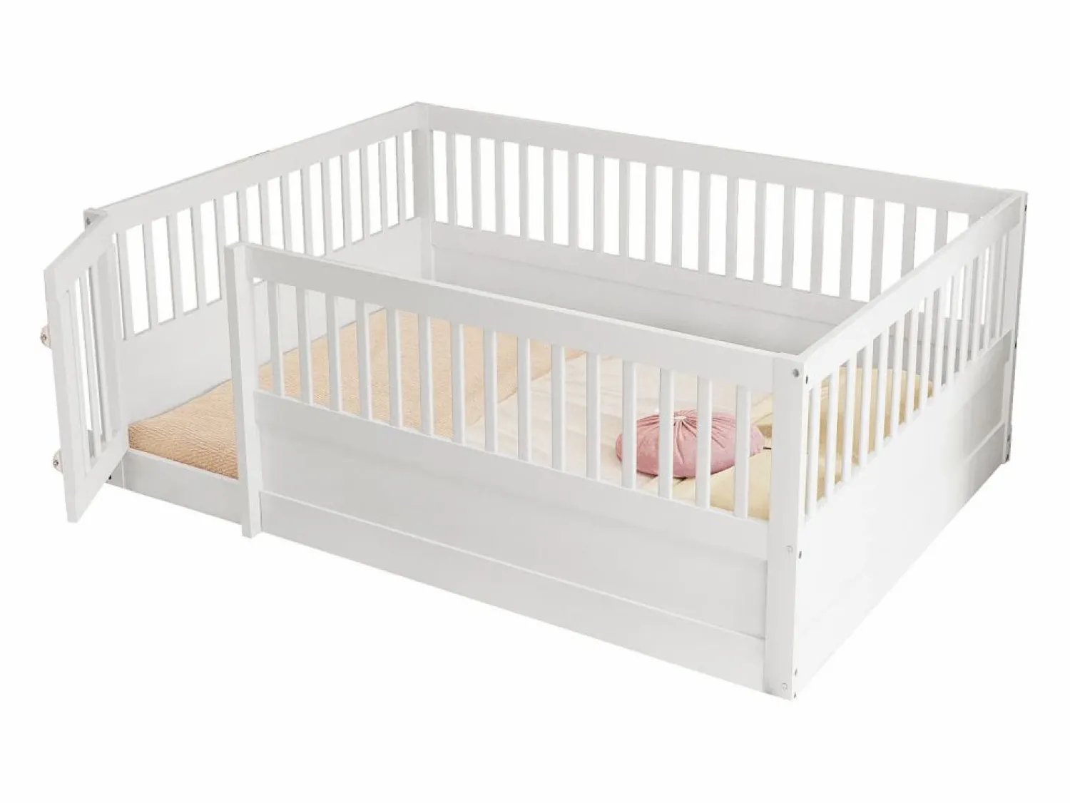 Hauss Spole Cama infantil blanca tipo cabina de 140x200cm con estructura de cama y puerta pequeña (sin colchón ni estructura de cama)