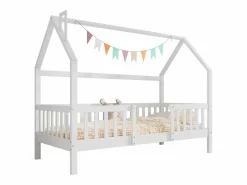 Online Merax Cama infantil cabina 90 x 200 cm con cabecero - Pino + Tablero de partículas + Contrachapado - (sin colchón) Blanco