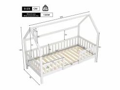 Online Merax Cama infantil cabina 90 x 200 cm con cabecero - Pino + Tablero de partículas + Contrachapado - (sin colchón) Blanco