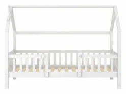 Online Merax Cama infantil cabina 90 x 200 cm con cabecero - Pino + Tablero de partículas + Contrachapado - (sin colchón) Blanco