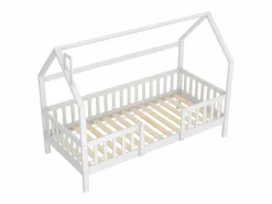 Cama infantil cabina 90x200 cm con base - cama juvenil con protección anticaída - madera - (sin colchón)