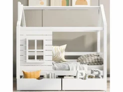 Best Cama infantil cabina 80x160 cm con somier de láminas - protección anticaídas 2 cajones de almacenaje - madera - (sin colchón) Cama Montessori