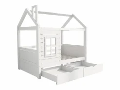Best Cama infantil cabina 80x160 cm con somier de láminas - protección anticaídas 2 cajones de almacenaje - madera - (sin colchón) Cama Montessori