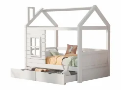 Best Cama infantil cabina 80x160 cm con somier de láminas - protección anticaídas 2 cajones de almacenaje - madera - (sin colchón) Cama Montessori