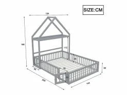 Discount Cama infantil cabina 140x200 cm de madera maciza - con barra para ropa - Cama Montessori