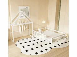 Hot Cama infantil cabina 140x200 cm de madera maciza - con barra para ropa - Cama Montessori