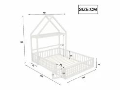 Hot Cama infantil cabina 140x200 cm de madera maciza - con barra para ropa - Cama Montessori