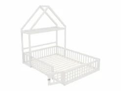 Hot Cama infantil cabina 140x200 cm de madera maciza - con barra para ropa - Cama Montessori