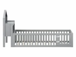 New Hauss Spole Cama infantil cabina 140x200 cm con barandillas de seguridad, estantes y almacenaje en color (sin colchón) Gris