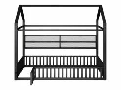 Clearance Cama infantil cabina 90x200 cm con estantes de almacenaje e iluminación LED - Sin somier - Cama Montessori