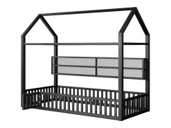 Clearance Cama infantil cabina 90x200 cm con estantes de almacenaje e iluminación LED - Sin somier - Cama Montessori
