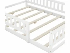 ModernLuxe Cama infantil cabina 140x200 cm con mesita de noche y barandillas de seguridad - somier - Blanco