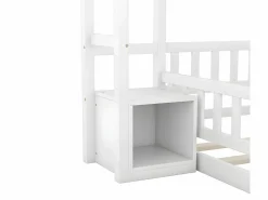 ModernLuxe Cama infantil cabina 140x200 cm con mesita de noche y barandillas de seguridad - somier - Blanco