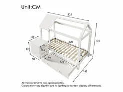 Cama infantil cabina 90x200 cm con base - 1 cajón y mesita de noche extraíble - blanca (sin colchón)