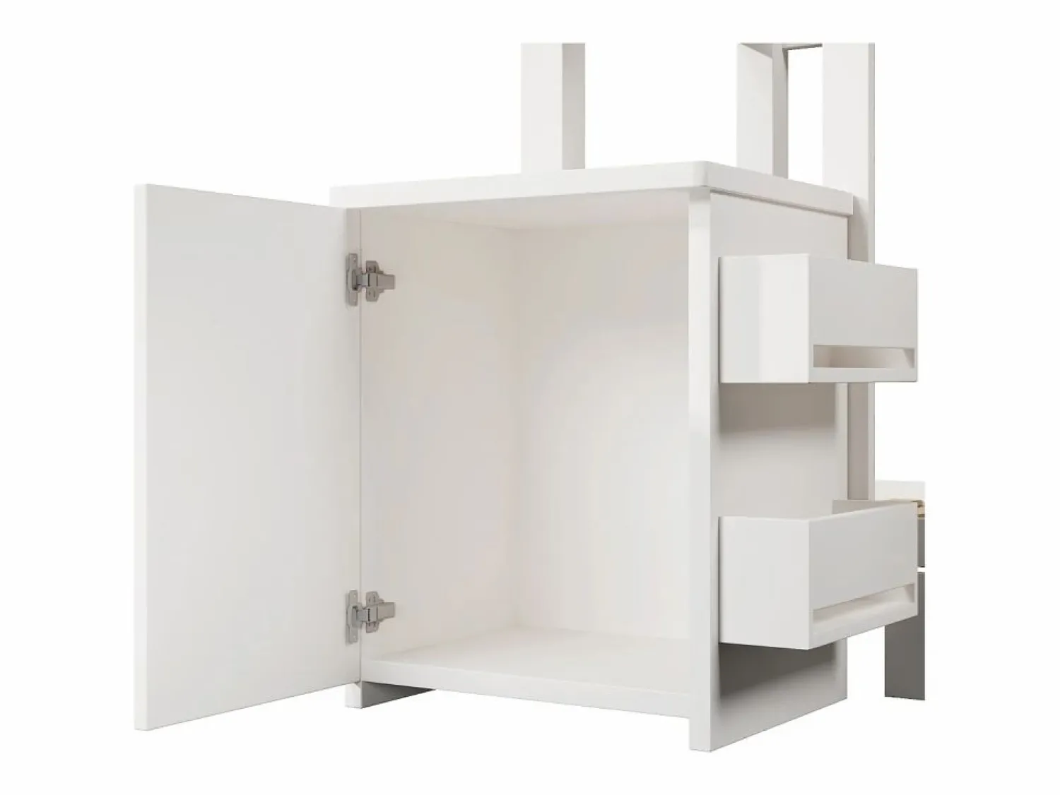 Cama infantil cabina 90x200 cm con base - 1 cajón y mesita de noche extraíble - blanca (sin colchón)