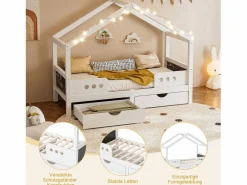 Clearance Cama infantil cabina 90x200cm con 2 cajones y pizarra - Cama Montessori